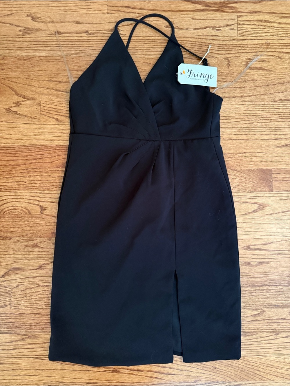DO+BE Black Strappy V-Neck Mini Sheath Dress